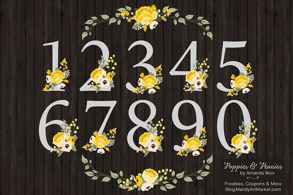 Sunshine Yellow Floral Numbers in Illustrations - product preview 4