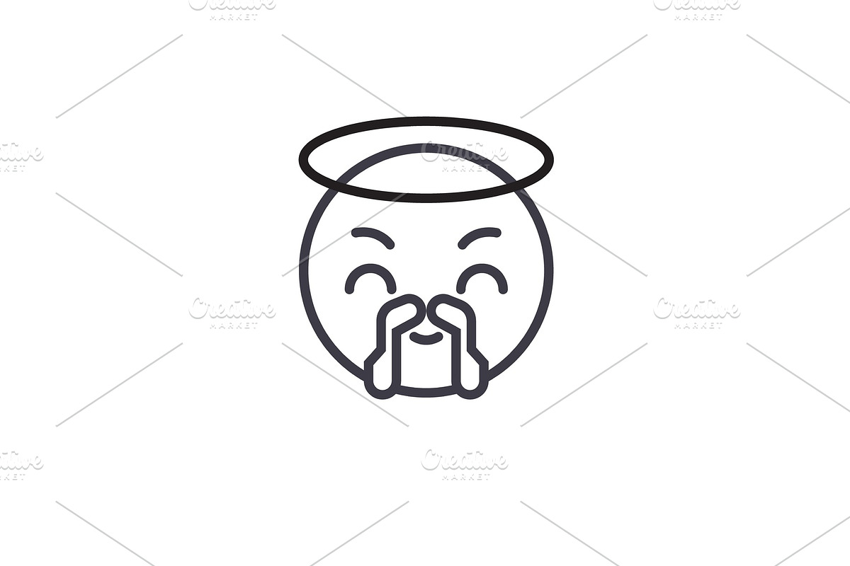 Saint Emoji concept line editable in Illustrations - product preview 8