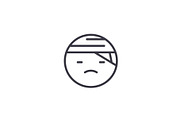 Sick Emoji concept line editable
