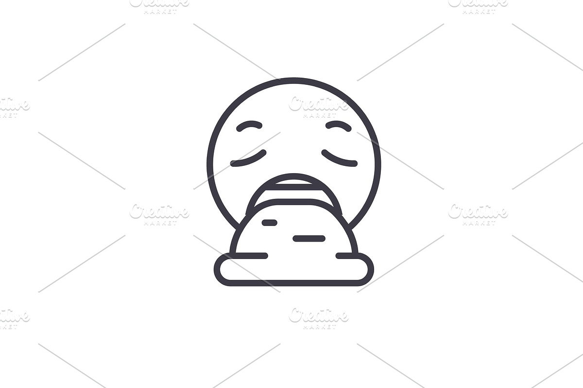 Vomit Emoji concept line editable in Textures - product preview 8