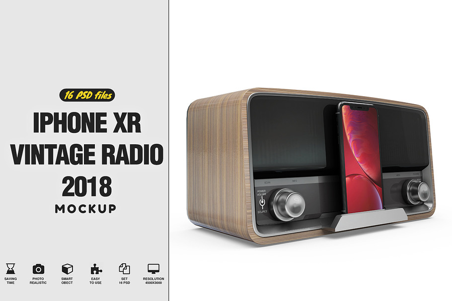 iPhone XR & Vintage Radio Mockup in Product Mockups - product preview 8