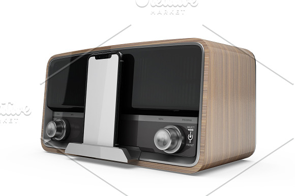 iPhone XR & Vintage Radio Mockup in Product Mockups - product preview 1