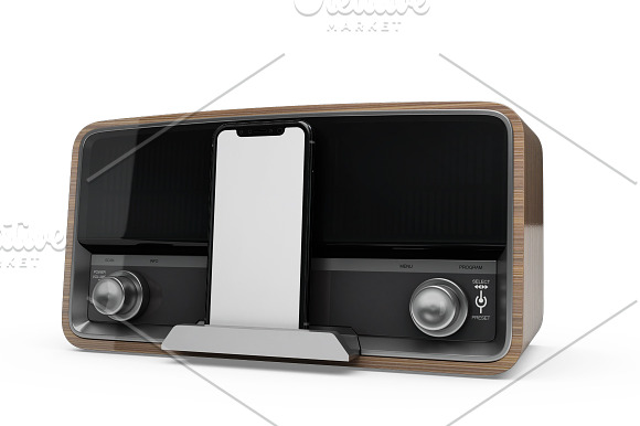 iPhone XR & Vintage Radio Mockup in Product Mockups - product preview 3