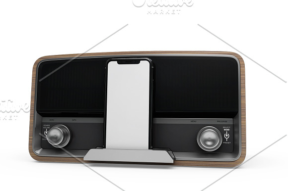 iPhone XR & Vintage Radio Mockup in Product Mockups - product preview 4