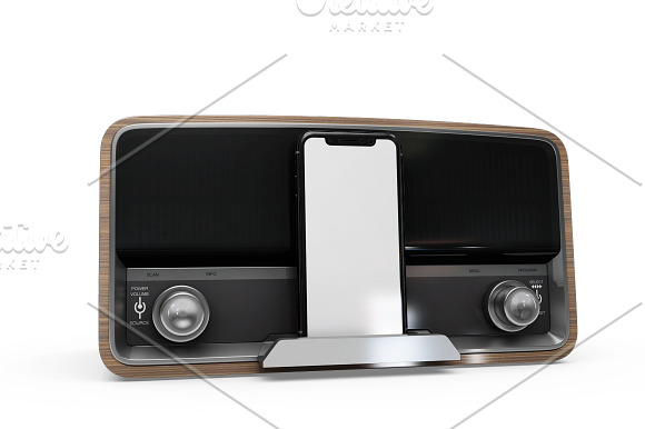 iPhone XR & Vintage Radio Mockup in Product Mockups - product preview 6