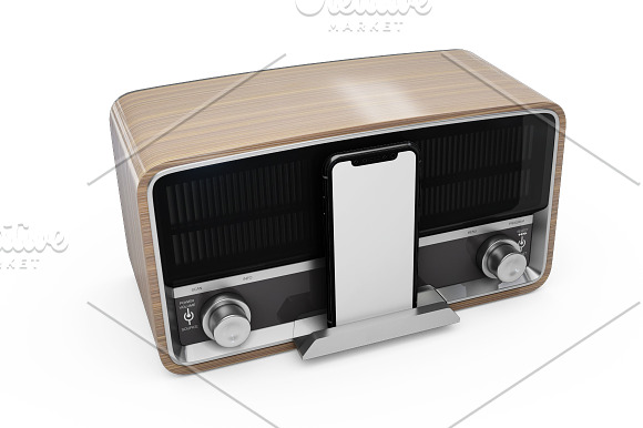 iPhone XR & Vintage Radio Mockup in Product Mockups - product preview 11