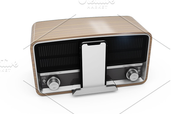 iPhone XR & Vintage Radio Mockup in Product Mockups - product preview 12