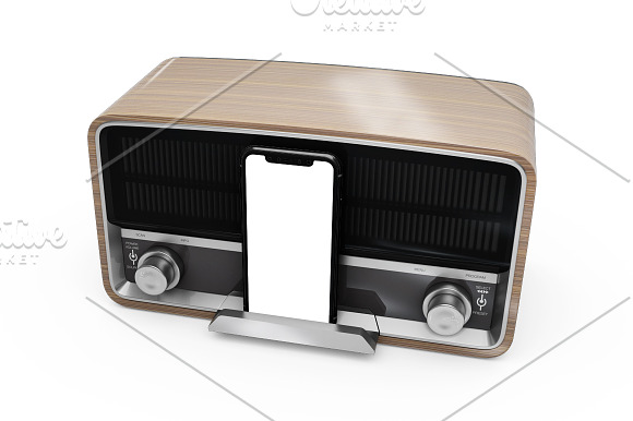 iPhone XR & Vintage Radio Mockup in Product Mockups - product preview 14