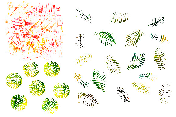 Set of 6 Watercolor Strokes & Stains in Illustrations - product preview 1