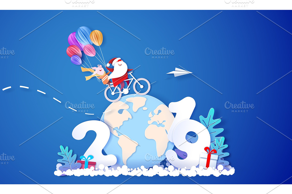 2019 New Year Sale design card with in Objects - product preview 8