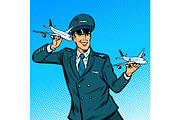 male airplane pilot. Model aircraft