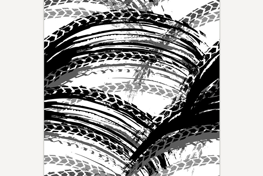 Seamless Tire Tracks Pattern  in Patterns - product preview 8