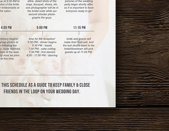 Wedding Day Schedule Template in Flyer Templates - product preview 2