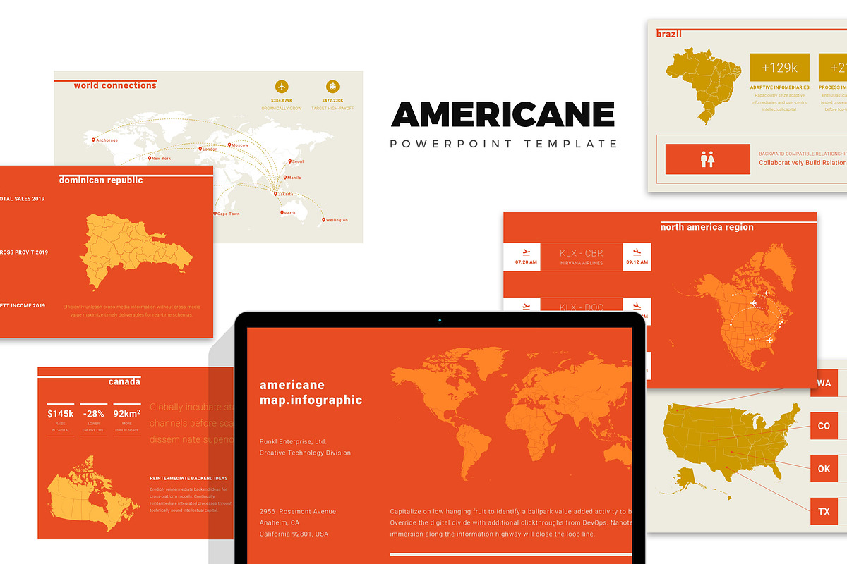 Americane : Region Map Powerpoint in PowerPoint Templates - product preview 8