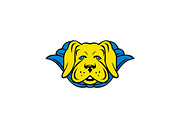 Super Yellow Lab Dog Wearing Blue Ca
