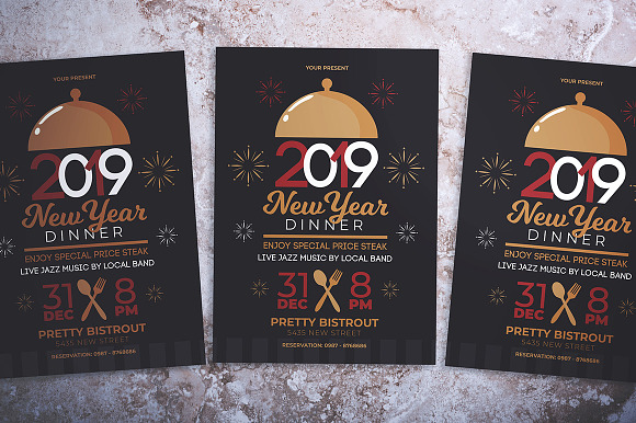 New Year Dinner Party Flyer in Flyer Templates - product preview 2