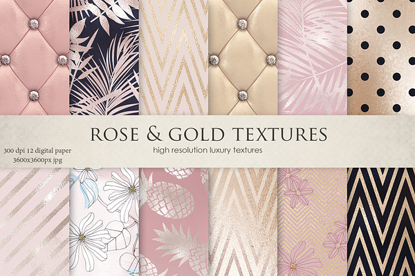 Valentine Rose Gold Foil Textures