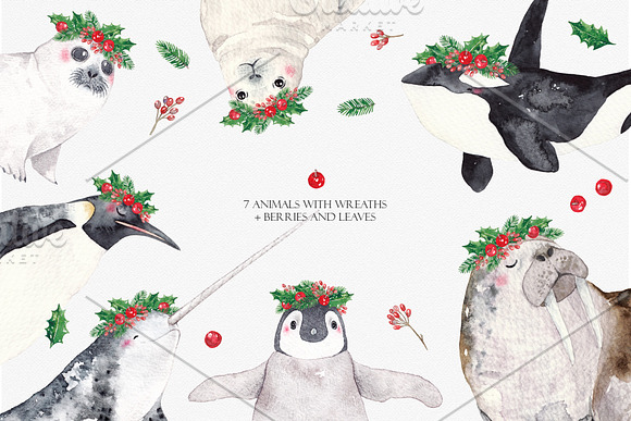 ARCTIC ANIMALS watercolor set PART 2 in Illustrations - product preview 2