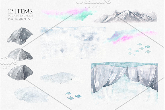 ARCTIC ANIMALS watercolor set PART 2 in Illustrations - product preview 3
