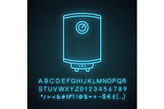 Electric water heater neon icon