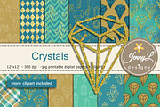 Crystals Digital Papers & Clipart