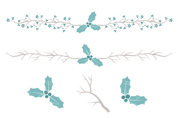 Vintage Blue Holly Vectors & Papers in Illustrations - product preview 3