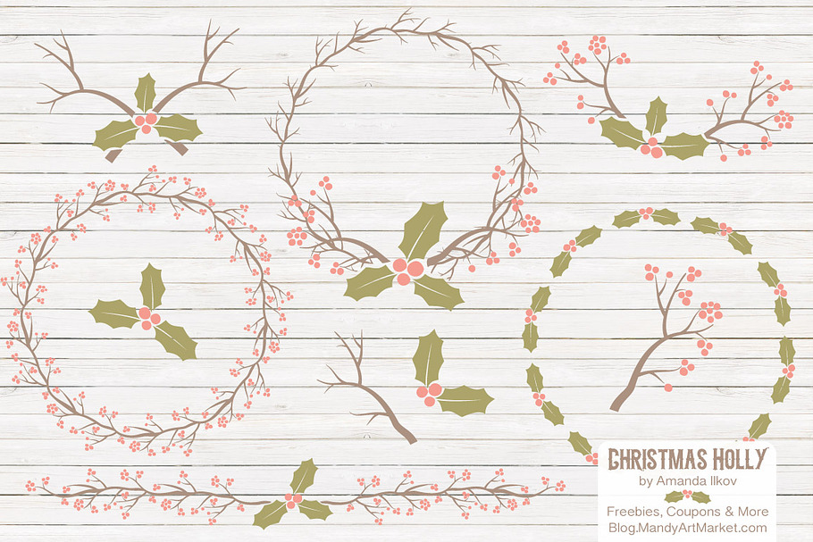 Vintage Christmas Holly & Background