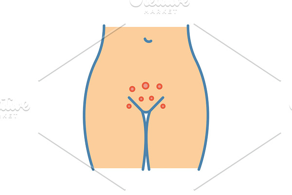 Genital rash color icon