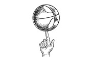 Basketball spinning on finger vector