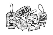 Sale tag label engraving vector
