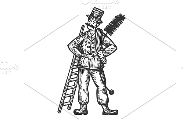 Chimney sweep man illustration