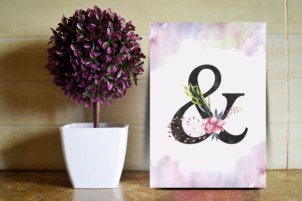 Floral Alphabets. Bundle of Five ABC in Illustrations - product preview 8