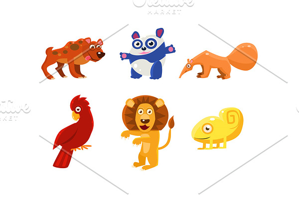Flat vector set of funny animals