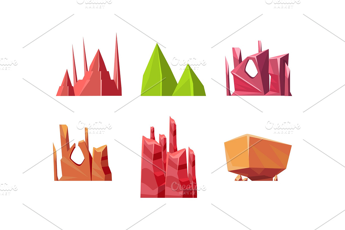 Flat vector set of stones of in Objects - product preview 8