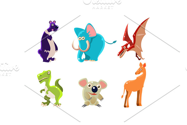 Flat vector set of wild animals and