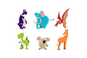 Flat vector set of wild animals and