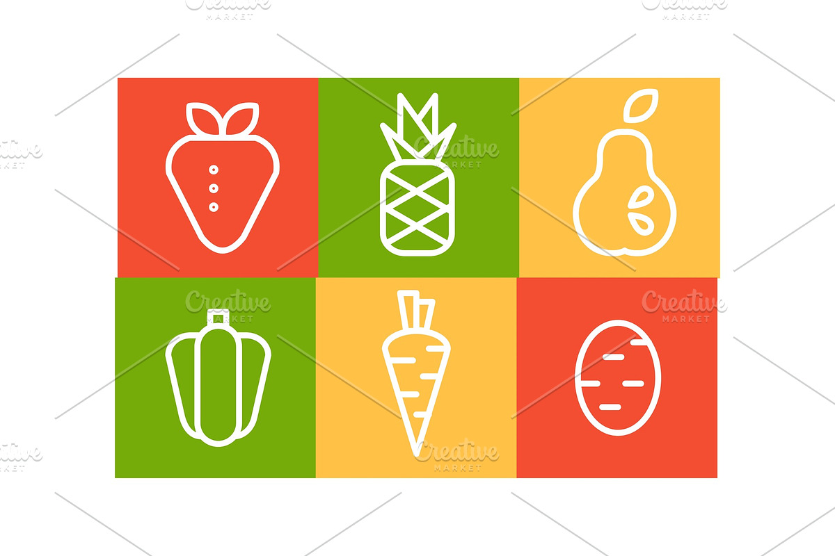Vector set of fruits and vegetables in Illustrations - product preview 8