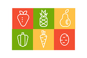 Vector set of fruits and vegetables