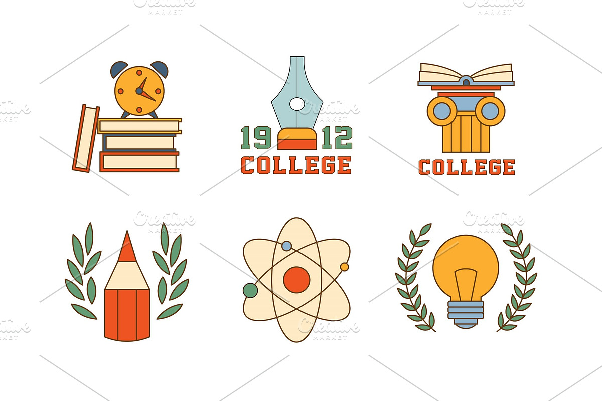 Vector set of flat outline logo in Illustrations - product preview 8