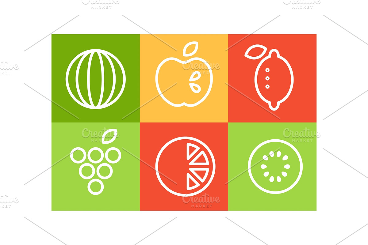 Vector set of different fruits in in Illustrations - product preview 8