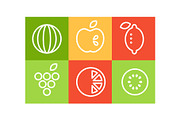 Vector set of different fruits in