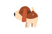 Cute beagle dog, back view, cute