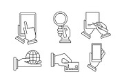 Set of 6 linear business icons