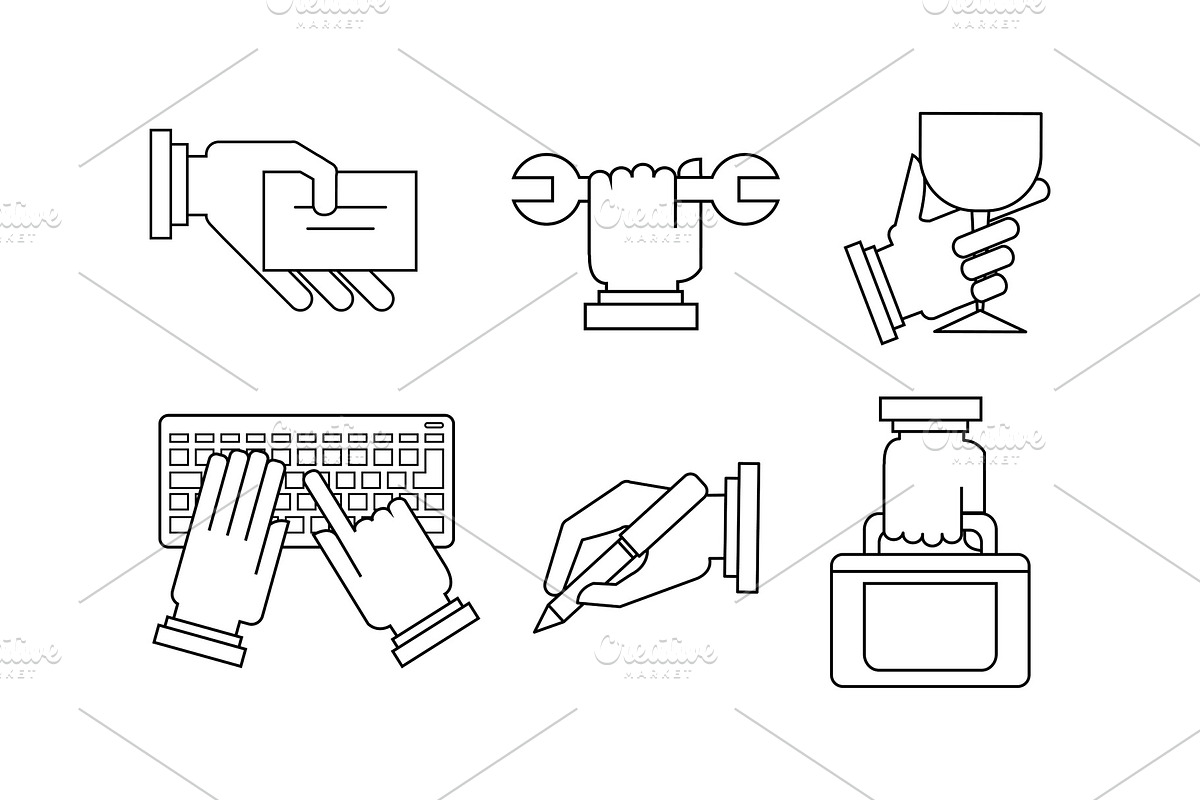 Vector set of linear business icons in Objects - product preview 8