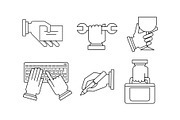 Vector set of linear business icons
