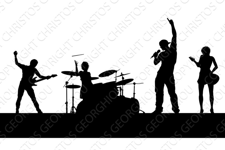 Music Band Concert Silhouettes in Illustrations - product preview 8