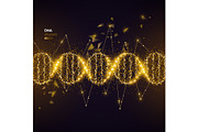 Gold DNA on Black Background