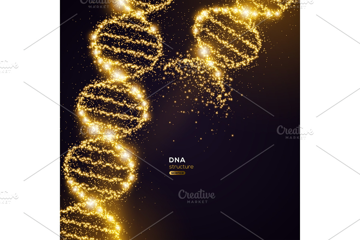 Gold DNA on Black Background in Illustrations - product preview 8