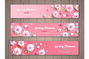 Banners with white paper flowers