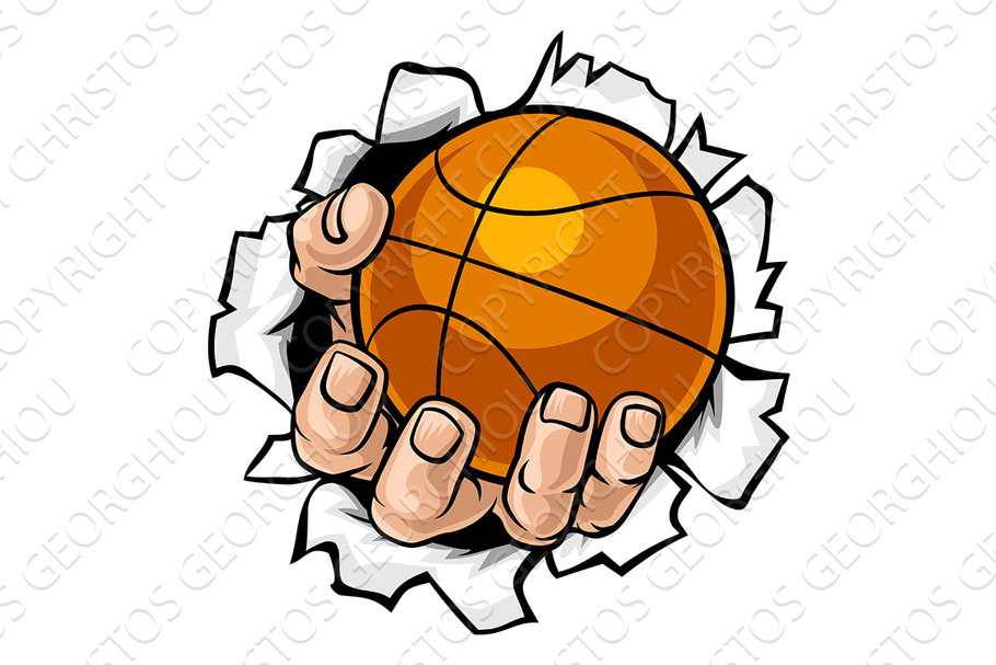Basketball Ball Hand Tearing in Illustrations - product preview 8